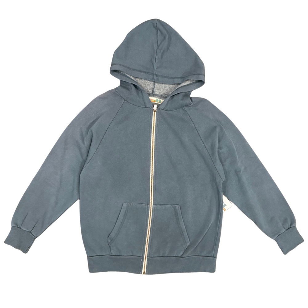 Vintage Havana Blue oversized Washed Hoodie with zip Girls size Large (14)
